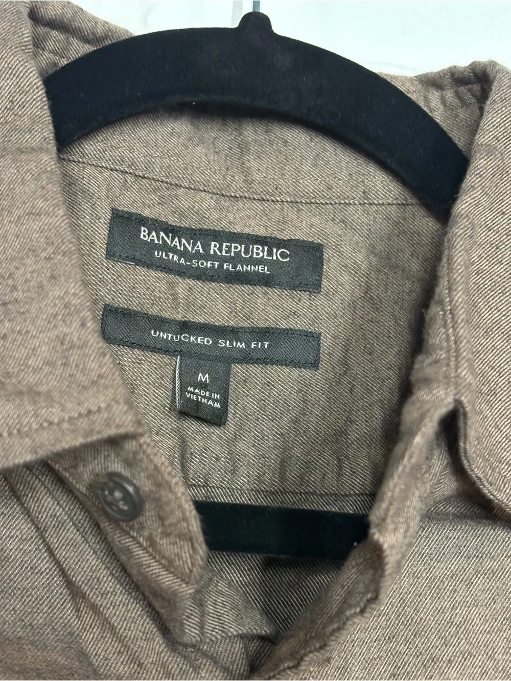 Banana Republic Mens Medium Ultra-Soft Flannel Shirt Brown Untucked Slim Fit